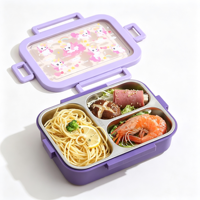Boîte à lunch pour enfants pour la rentrée scolaire, 3 compartiments, 720 ml, acier inoxydable 304, rectangulaire, sans BPA