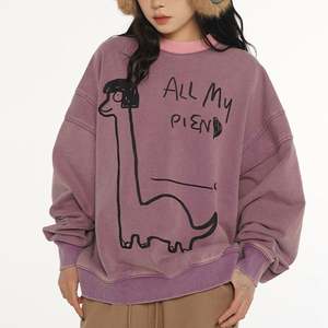 Personalizado Vintage Oversized Crewneck Sudadera Mujer Heavyweight Drop Shoulder Sudadera - Product Image 1