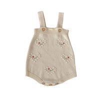 Offre Spéciale : Ensemble deux pièces tricoté pour bébé, broderie cœur, boutonnage simple, en coton personnalisé, pull chaud pour enfant