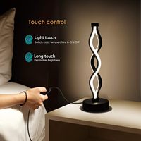 Lámpara de mesa LED de diseño en espiral, enchufe USB con luz regulable de 3 colores para escritorio de oficina, mesita de noche de dormitorio