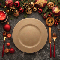 Plateau en plastique PP de luxe doré de 13 pouces pour mariage cuisine famille fête de noël hôtel utilisation plats et assiettes élégants