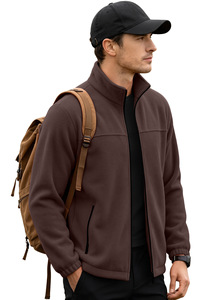 Chaqueta polar gris claro para hombre con cierre de cremallera, cuello simulado, ropa exterior softshell, ropa informal para exteriores - Product Image 3