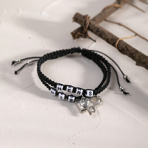 2 Pcs/Set Charm Lock and Key Couple Bracelet Amitié Meilleur Ami BFF Bracelet Set Hers Symbol Pendent Bracelet - Product Image 4