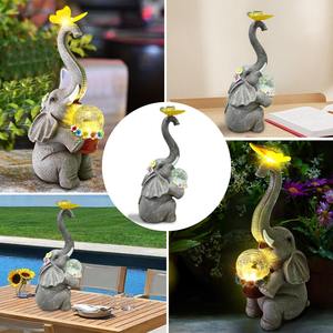Cortile esterno Patio percorso decorazione LED resina <span class=keywords><strong>elefante</strong></span> <span class=keywords><strong>farfalla</strong></span> palla di vetro solare giardino statua - Product Image 4