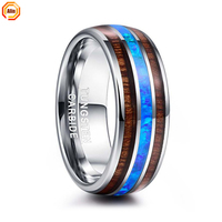 À la mode 8mm Dôme Naturel Coloré Abalone Shell Incrustation Or Plaqué Tungstène Hommes Anneau Fine Jewelry