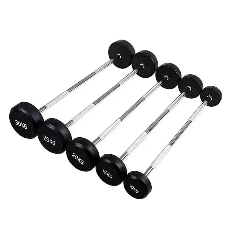 10-50Kg 20-110lb 30Mm Vrije Gewichten Zwart Gym Gewicht Vaste Rubber Barbell Kalibratie Rubber Barbell