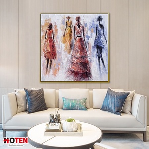 Pintura al Óleo Moderna Pintada a Mano sobre Lienzo, Figura Abstracta de Chica a la Moda, Decoración <span class=keywords><strong>para</strong></span> Colgar en la Oficina - Product Image 4