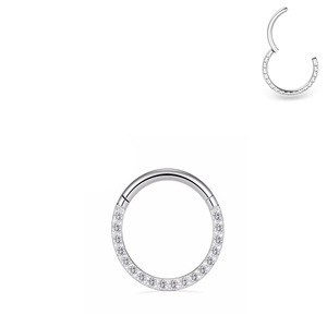 Thiết kế đơn giản 316L thép không gỉ Micro Pave zircon vách ngăn núm vú Clicker mạ Vàng Nhẫn Mũi đám cưới cho phụ nữ - Product Image 5