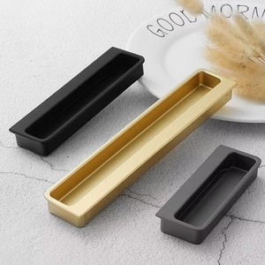 Anla Tirador Invisible de Aleación de Aluminio para Puerta de Armario, Forma de Barra, Empotrado, Armadura Oscura, No Desmontable, Fundición a Presión - Product Image 2