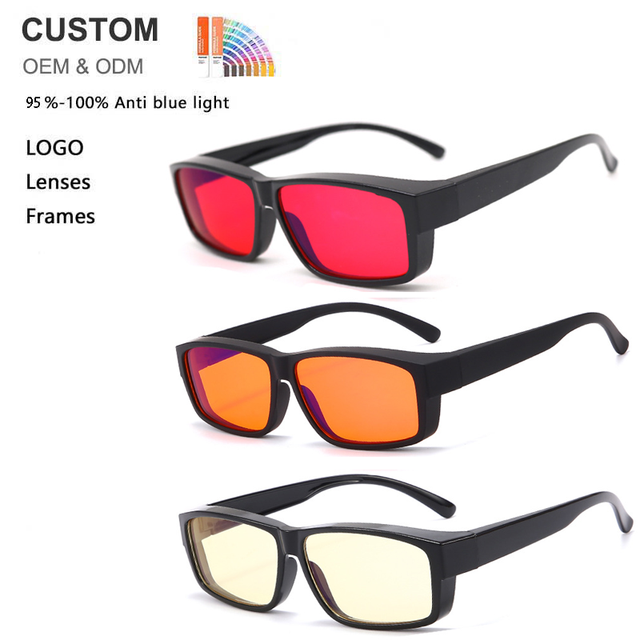 Firstsense Anti-Radiation Gaming Eyeglasses with UV Protection Eye protection Blue Light Blocking Orange Lens and Black PC Frame