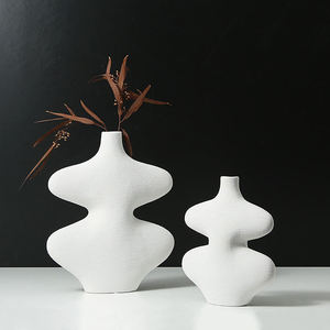 Minimalist Decorative Ceramic <b>Vase</b>,Modern <b>Unique</b> White & Black Ceramic Flower <b>Vase</b> for Home Decor - Product Image 3