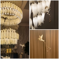 Lustre moderne VEKO, lustre artistique pour salle à manger, lumières en céramique avec fleurs et oiseaux pour la maison