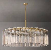 Lustre moderne de luxe de style américain en acier inoxydable et verre avec LED à intensité variable pour villa, restaurant, décoration intérieure E26
