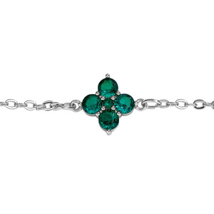สร้อยข้อมือรูปดอกโคลเวอร์ประดับเพทายสีเขียวสำหรับผู้หญิง เครื่องประดับนำโชค สร้อยข้อเท้าชุบเคลือบเงา แฟชั่นฤดูร้อน - Product Image 3