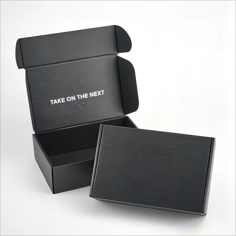 Caja de envío de embalaje de papel negro de cartón corrugado de impresión en Color ecológico personalizado