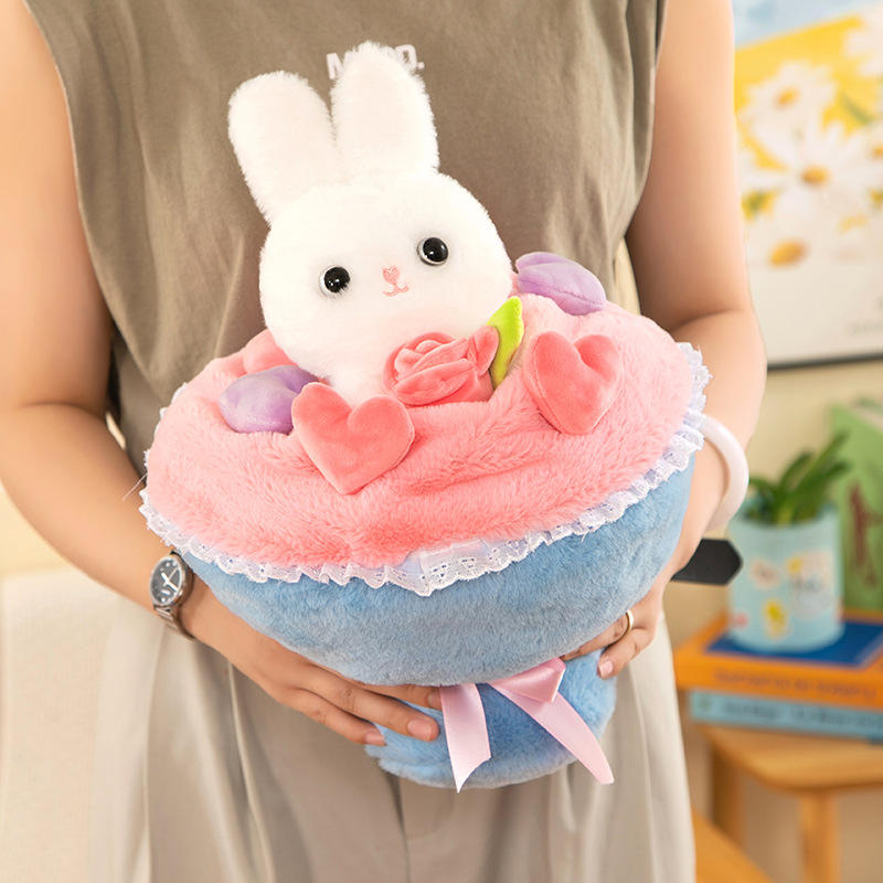 Valentine's Day Gift Ideas 2024 Popular 35 cm Reversible Bunny Bouquet  Plush Toys Flower Bunch Stuffed Plushie Dolls Decoration