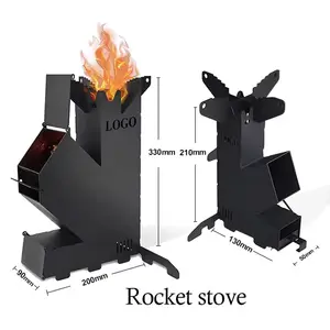 रॉकेट स्टोव लकड़ी जलाने वाला रॉकेट फायर स्टोव कस्टम फैक्टरी मूल्य कैम्पिंग आउटडोर रॉकेट स्टोव