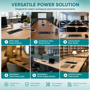 Muebles personalizados, toma de corriente oculta, caja de enchufe empotrada, toma de corriente integrada para mesa de conferencias - Product Image 4