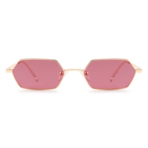 Lunettes de soleil unisexes à monture hexagonale en métal, verres foncés, protection UV 100%, style tendance pour adultes - Product Image 6