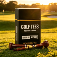 Lot de tees de golf personnalisés décoratifs d'intérieur en amidon de maïs, bambou et cuir, colorés (noir, rose), pour simulateur de golf S