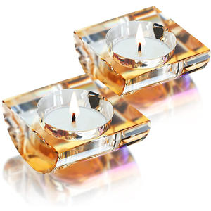 Portacandele votivi in cristallo Tealight 2.5 "Set di 2 portacandele in vetro geometrico - Product Image 1