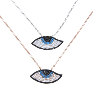 Collana con Ciondolo Occhio Turco in Turchese con Micro Pavé di Zirconi, Alta Qualità, Campione Gratuito, Spedizione Diretta - Product Image 5