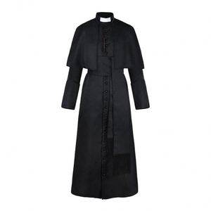 Disfraz de Sacerdote de muestra gratis con collar Unisex sólido largo padre Vicario disfraces de Cosplay de sacerdote Medieval - Product Image 5
