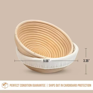 Artisan Sourdough <b>Bread</b> Making <b>Baskets</b> 9 Inch Handwoven Rattan <b>Baskets</b> and Cloth Liners Banneton <b>Bread</b> Proofing <b>Baskets</b> - Product Image 6