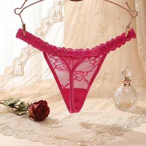 Culotte string sexy en dentelle florale transparente ultra-fine taille basse lingerie confortable grande taille pour femme vente en gros - Product Image 1
