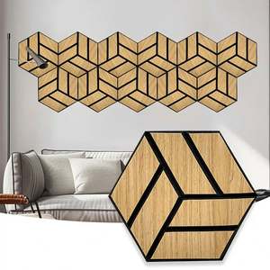 Paneles Acústicos Hexagonales para Mascotas, Autoadhesivos, Ecológicos, Modernos, de Chapa de Madera, con Diseño Gráfico e Insonorización - Product Image 4