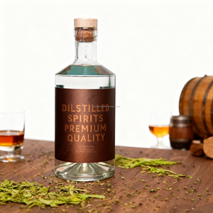 Botella de Licor de Vidrio Popular de 500 ml, 700 ml, 750 ml, Diseño de Hombro Oblicuo para Whisky, Vodka, Tequila, Ginebra, con Etiqueta Adhesiva Lista para Usar - Product Image 5