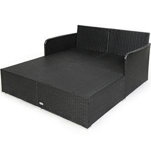 Outdoor Rattan <b>Daybed</b> With Upholstered Cushions For <b>Garden</b> Set 2 Seater Contemporary Design - Product Image 6