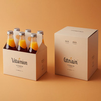 Benutzer definierte Six Pack Health Drink Box Träger Tragbare Papier box 6 Flaschen Bier Milch Obst Gemüse Saft Soda Dosen Getränke box