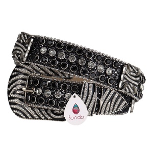 Nouvelles Ceintures Laser Personnalisées Inspirées par des Designers, BB <span class=keywords><strong>Simon</strong></span>, pour Hommes et Femmes, Brillantes, Ornées de Cristaux DNA, Strass Noirs, en Cuir de Vachette et Alliage - Product Image 1