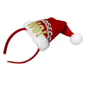 Red velvet headband White plush hat hair hoop Christmas party dress up Child adult hair accessories