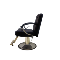Fauteuil de Barbier Vintage Haut de Gamme Inclinable Hydraulique Personnalisé en Cuir Noir Portable avec Pieds en Aluminium pour Salon de Coiffure