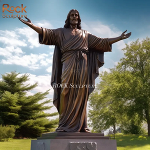 Escultura de cobre decorada con arte de iglesia al por mayor estatua de <span class=keywords><strong>Cristo</strong></span> Jesús de bronce fundido de tamaño real - Product Image 2