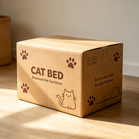 Boîte d'emballage personnalisée pour lit pour chat, meubles pour animaux de compagnie haut de gamme, boîte en carton ondulé robuste en kraft