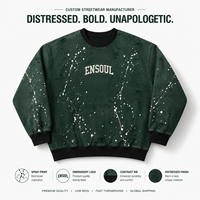 Sweat-shirt à col rond personnalisé effet vieilli délavé à l'acide, streetwear de haute qualité, coupe ample peinte au pistolet, pour homme, taille L