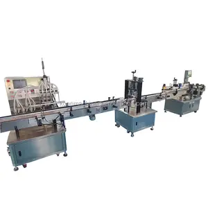 Fully automatic 4 head magnetic pump linear liquid filling line for PE/glass bottles