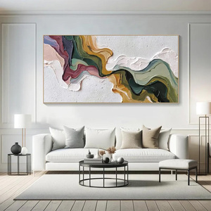 Terra Flow Textured Abstract Earth Tone Panoramic Oil Painting Architectural Decoration Artwork Home Decor Framed Wall Art - Product Image 2