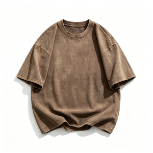 T-shirt surdimensionné en coton 100% délavé à l'acide pour hommes, étiquette personnalisée, t-shirt urbain graphique premium à épaules larges - Product Image 2