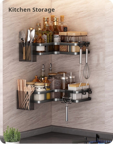 Estante de cocina resistente de 25CM con diseño triangular, estante de ducha montado en la pared sin taladro con soporte para jabón - Product Image 4