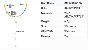 Grosir disesuaikan manik-manik akrilik biru paduan liontin bintang emas rantai rumbai kalung untuk wanita - Product Image 4