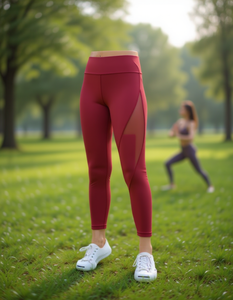 Leggings de Yoga de Cintura Alta, Largos, de Spandex y Nailon, Elásticos en Cuatro Direcciones, con Capa Transparente, Costuras en Contraste y Diseño Sin Costuras - Product Image 2