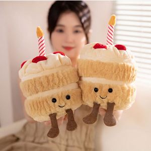 Jouet interactif musical d'anniversaire avec lumières, gâteau en peluche doux avec couronne et carte, cadeau amusant pour les fêtes d'enfants - Product Image 6
