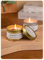 Bougie parfumée de luxe avec logo personnalisé, 100% cire de soja naturelle, pot en métal, respectueuse de l'environnement, pour la décoration de la maison, cadeaux de Noël et du Nouvel An