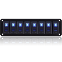 Panneau d'interrupteurs à bascule en aluminium à 4/6/8 gangs avec éclairage LED, 12V/24V, fonction marche/arrêt pour voiture, bateau, camion, Jeep, camping-car
