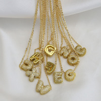 Collier DIY avec Nom en Zircone Collier Personnalisé Plaqué Or 18K avec Lettres Initiales Personnalisées
