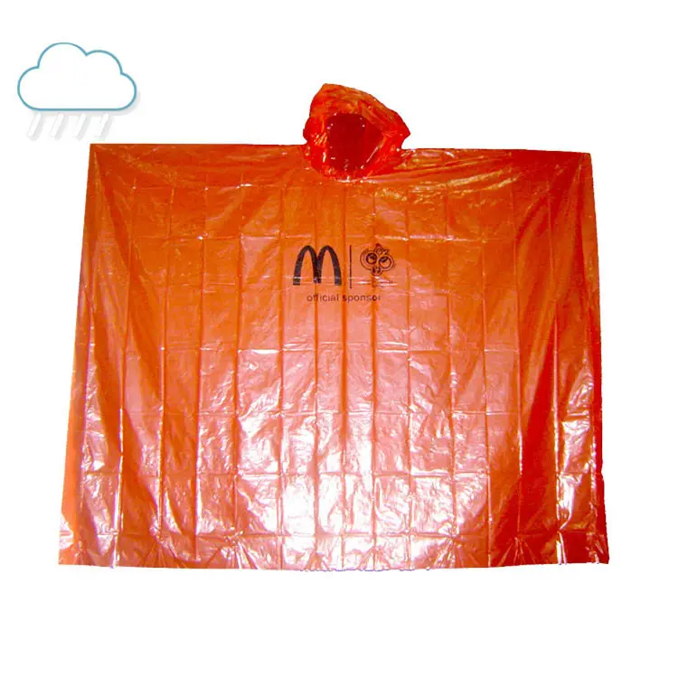 OEM customized raincoat printed logo cheapest plastic PE emergency bulk promotional rain coat disposable rain poncho